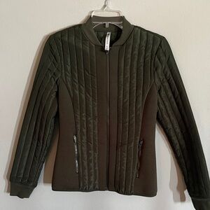 Fabletics Dark Green Quilted Bomber Jacket